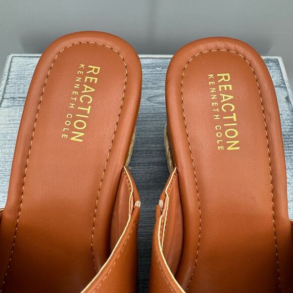 NEW Kenneth Cole Reaction Women’s Maria Mule Wedge Sandals Cognac Size 9.5 - Picture 6 of 12